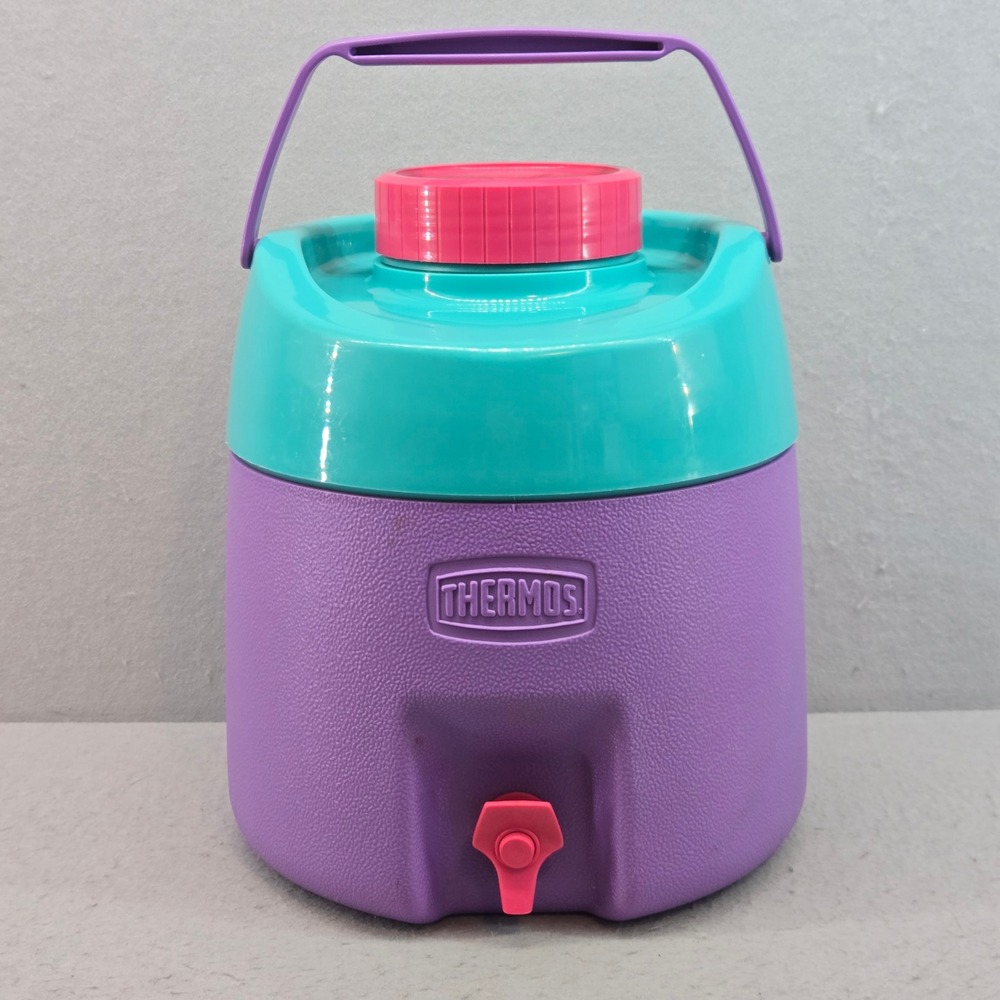 Vintage Thermos 8L Water Jug Cooler Teal Purple Pink 90s Retro Model 7908 Canada